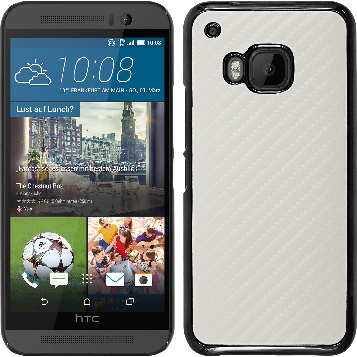 Hardcase für HTC One M9 Carbonoptik weifl