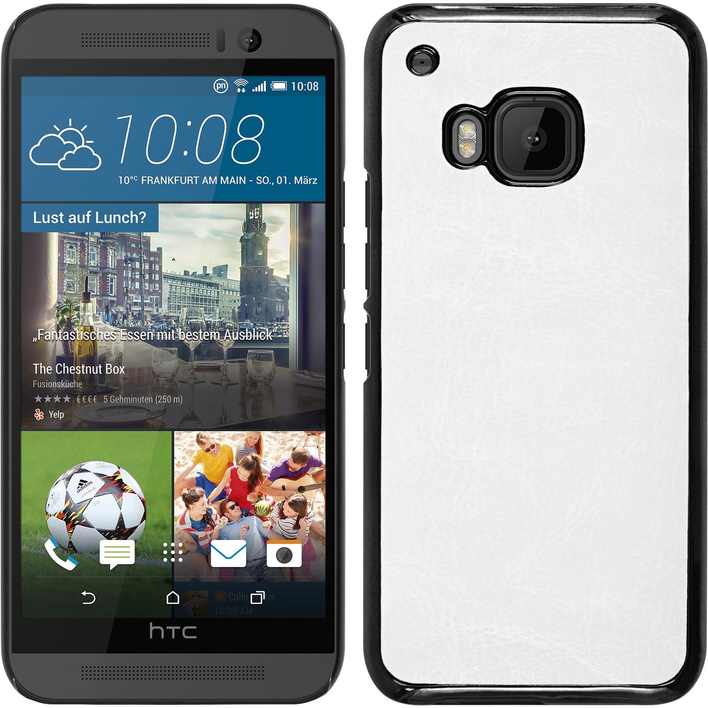 Hardcase für HTC One M9 Lederoptik weifl