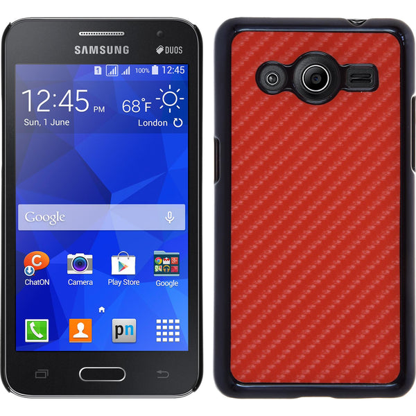 Hardcase für Samsung Galaxy Core 2 Carbonoptik rot