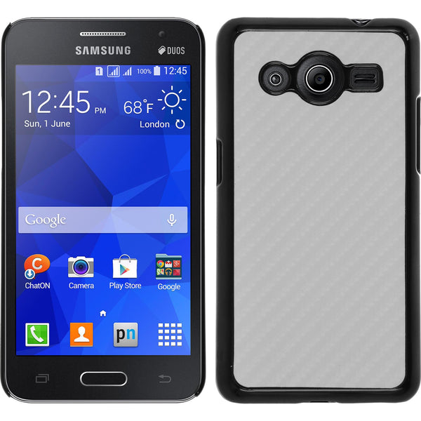 Hardcase für Samsung Galaxy Core 2 Carbonoptik weiﬂ
