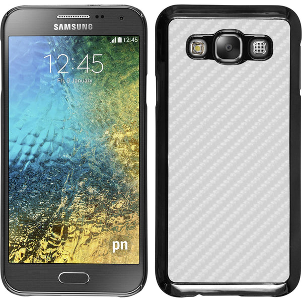 Hardcase für Samsung Galaxy E5 Carbonoptik weiﬂ