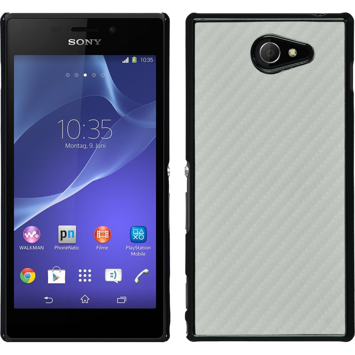 Hardcase für Sony Xperia M2 Carbonoptik weifl