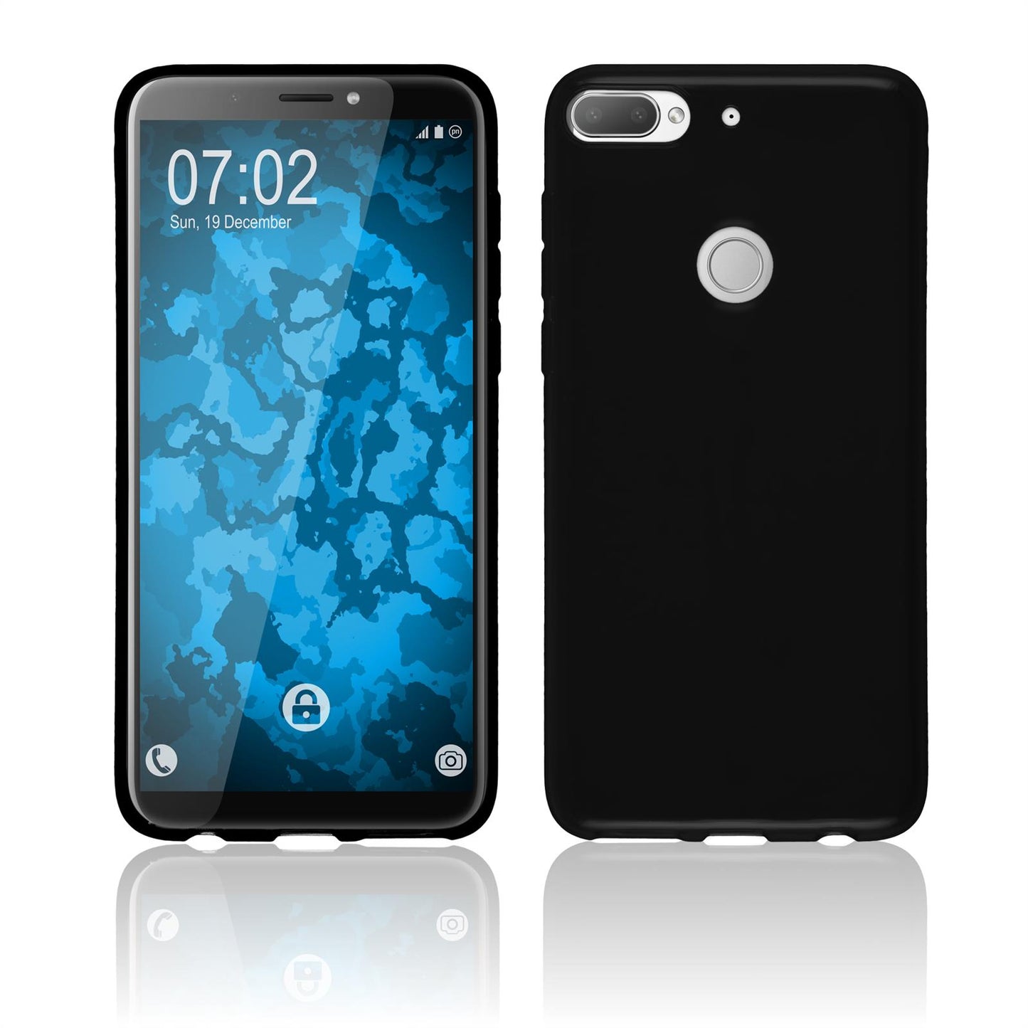 PhoneNatic Case kompatibel mit HTC Desire 12 Plus - schwarz Silikon Hülle Cover
