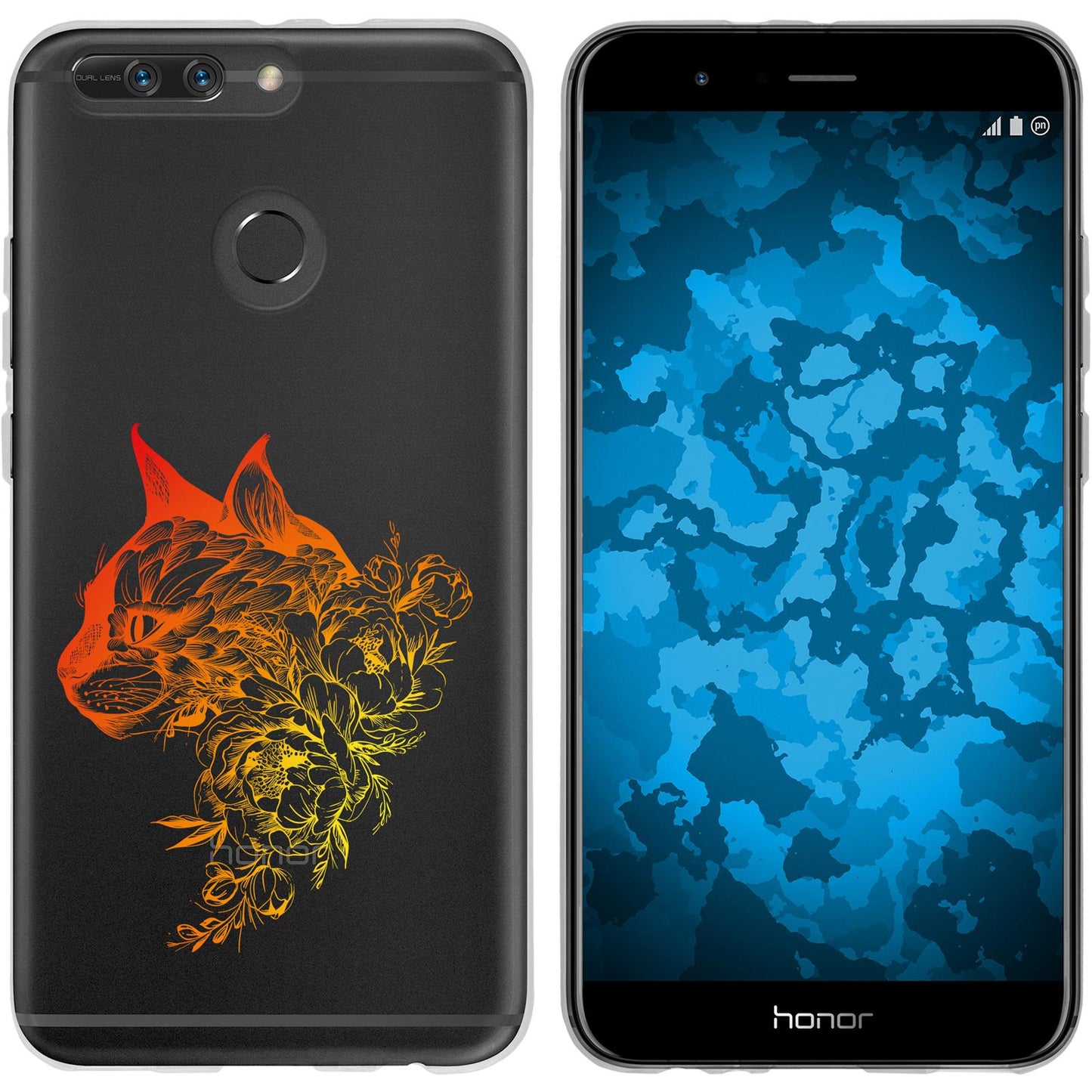 Honor 8 Pro Silikon-Hülle Floral Katze M2-2 Case