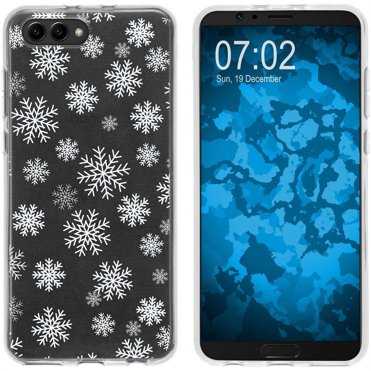 Honor View 10 Silikon-Hülle X Mas Weihnachten Schneeflocken