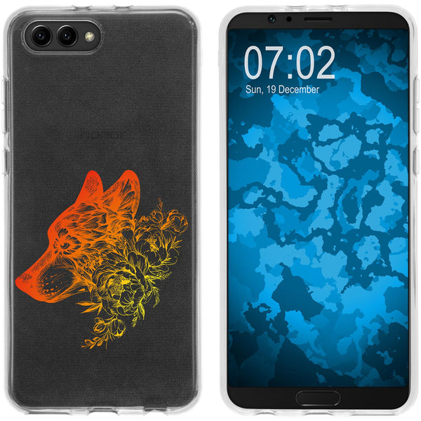 Honor View 10 Silikon-Hülle Floral Wolf M3-2 Case