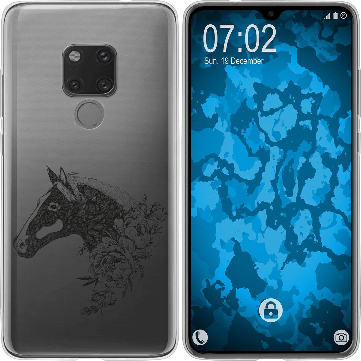 Mate 20 Silikon-Hülle Floral Pferd M5-1 Case