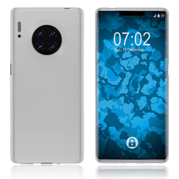 PhoneNatic Case kompatibel mit Huawei Mate 30 Pro - transparent-weiß Silikon Hülle matt Cover