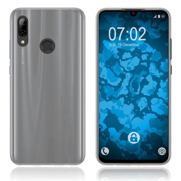 PhoneNatic Case kompatibel mit Huawei P Smart 2019 - transparent-weiﬂ Silikon Hülle matt