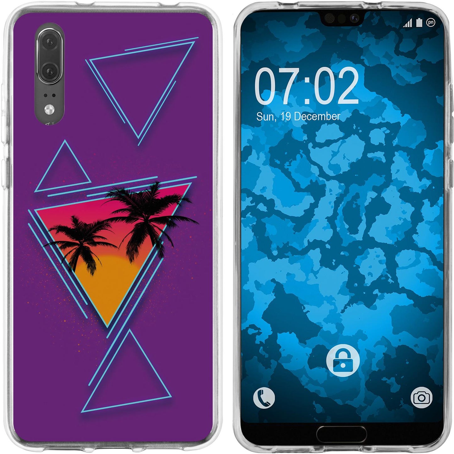 P20 Silikon-Hülle Retro Wave Palmen M3 Case