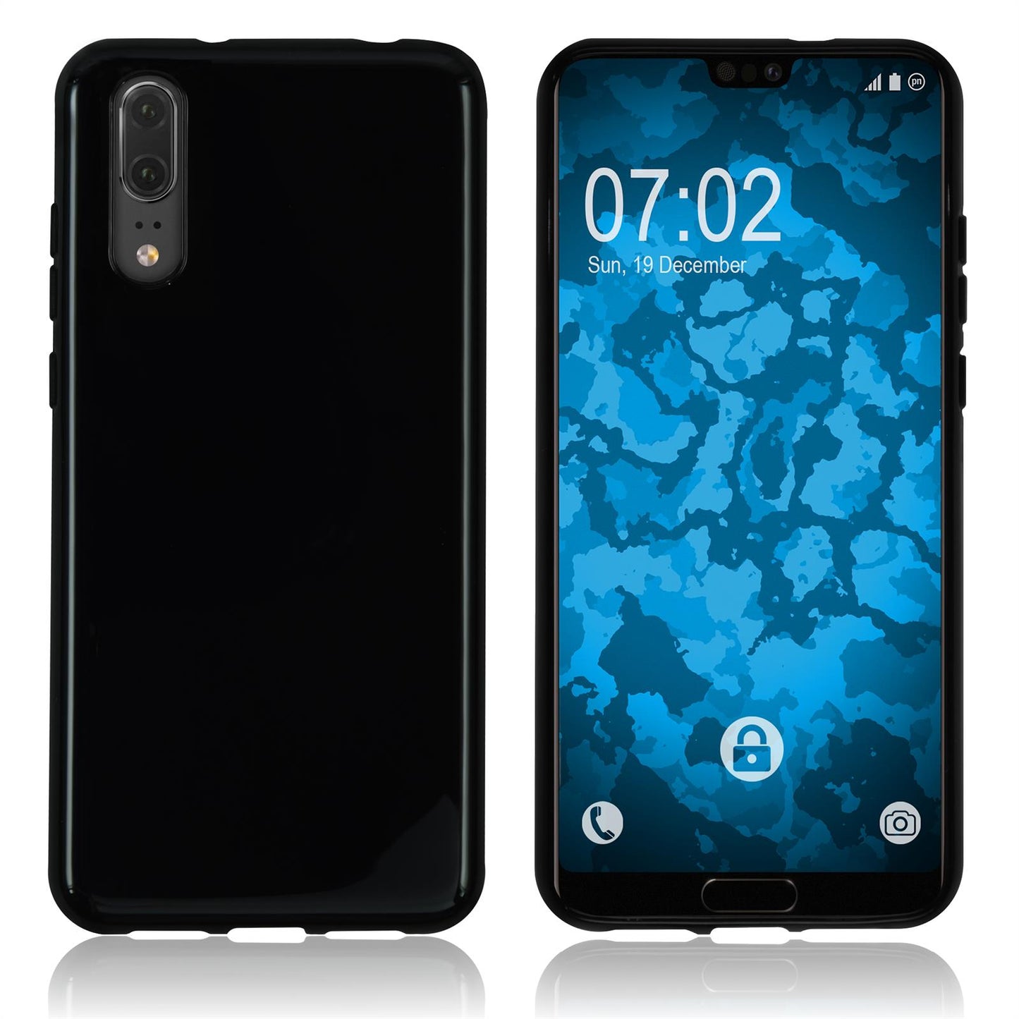 PhoneNatic Case kompatibel mit Huawei P20 - schwarz Silikon Hülle Cover