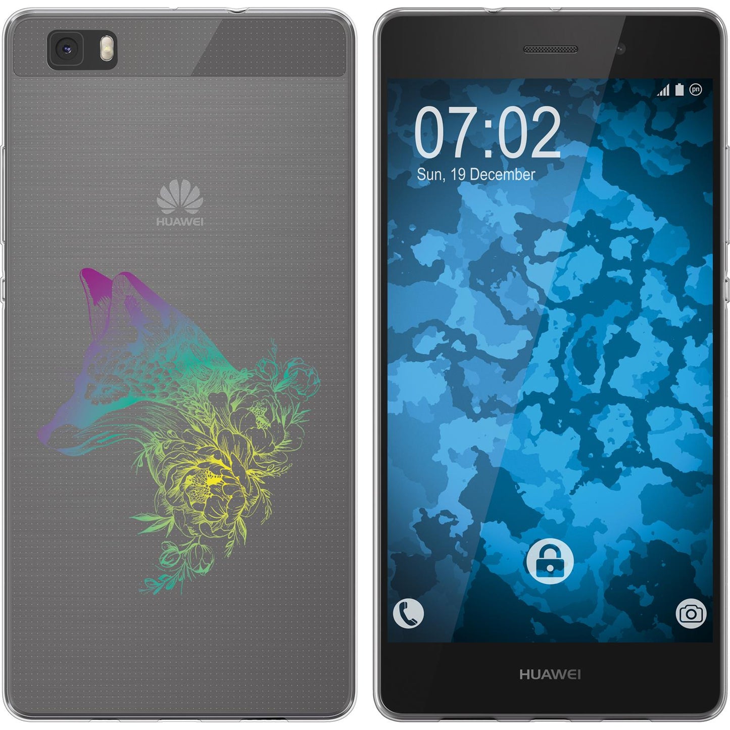 P8 Lite 2015 (1.Gen.) Silikon-Hülle Floral Fuchs M1-4 Case