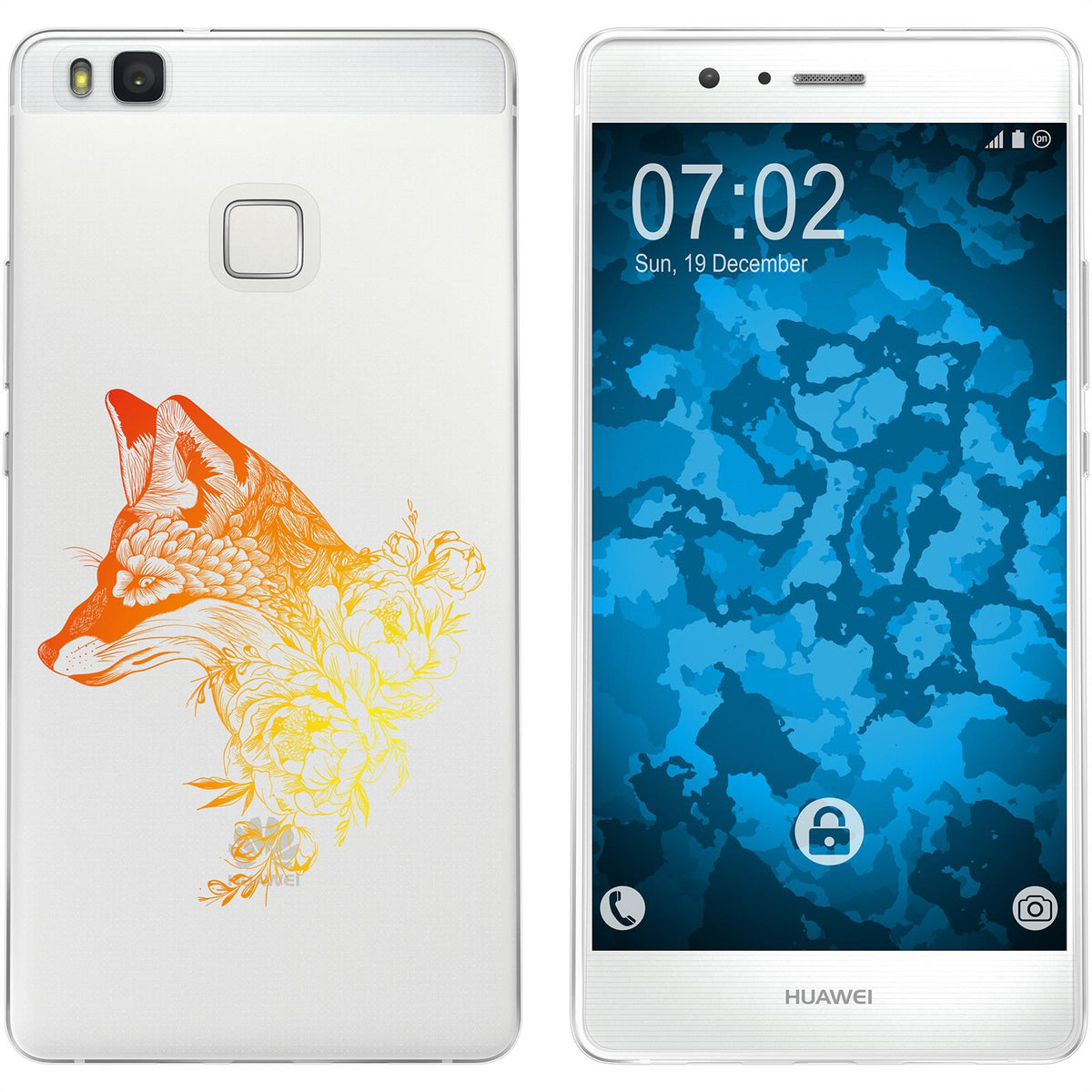 P9 Lite Silikon-Hülle Floral Fuchs M1-2 Case