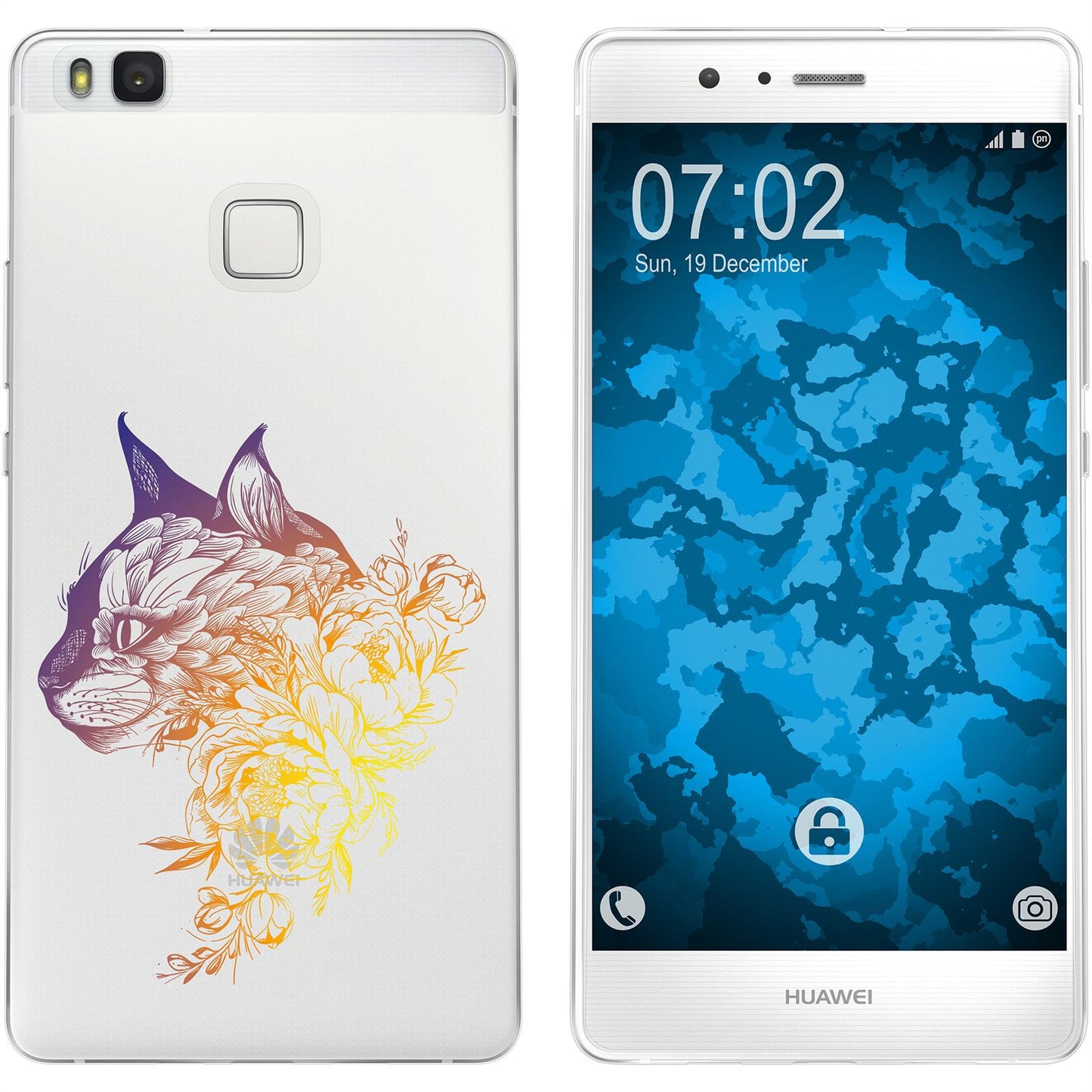 P9 Lite Silikon-Hülle Floral Katze M2-3 Case