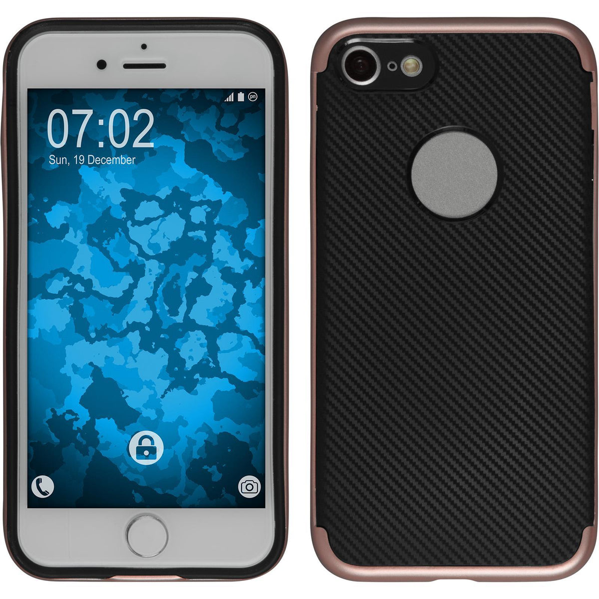 Hybridhülle für Apple iPhone 7 / 8 / SE 2020 Carbonoptik Ros