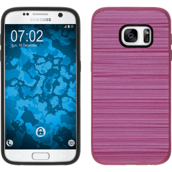 Hybridhülle für Samsung Galaxy S7 brushed Case pink