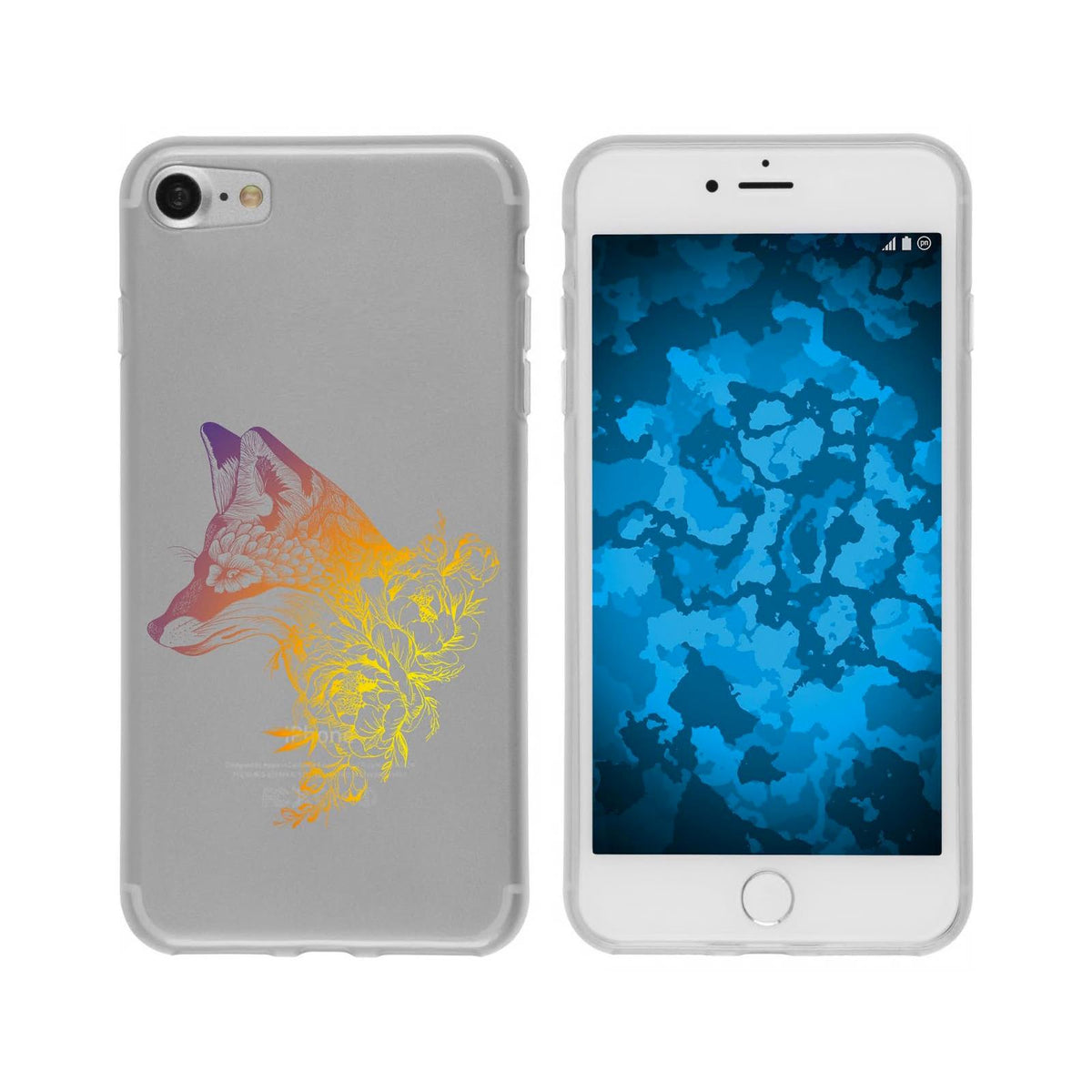 iPhone 6 Plus / 6s Plus Silikon-Hülle Floral Fuchs M1-3 Case