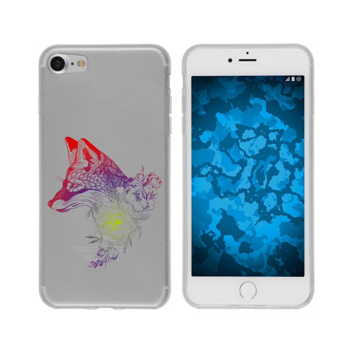iPhone 6 Plus / 6s Plus Silikon-Hülle Floral Fuchs M1-5 Case