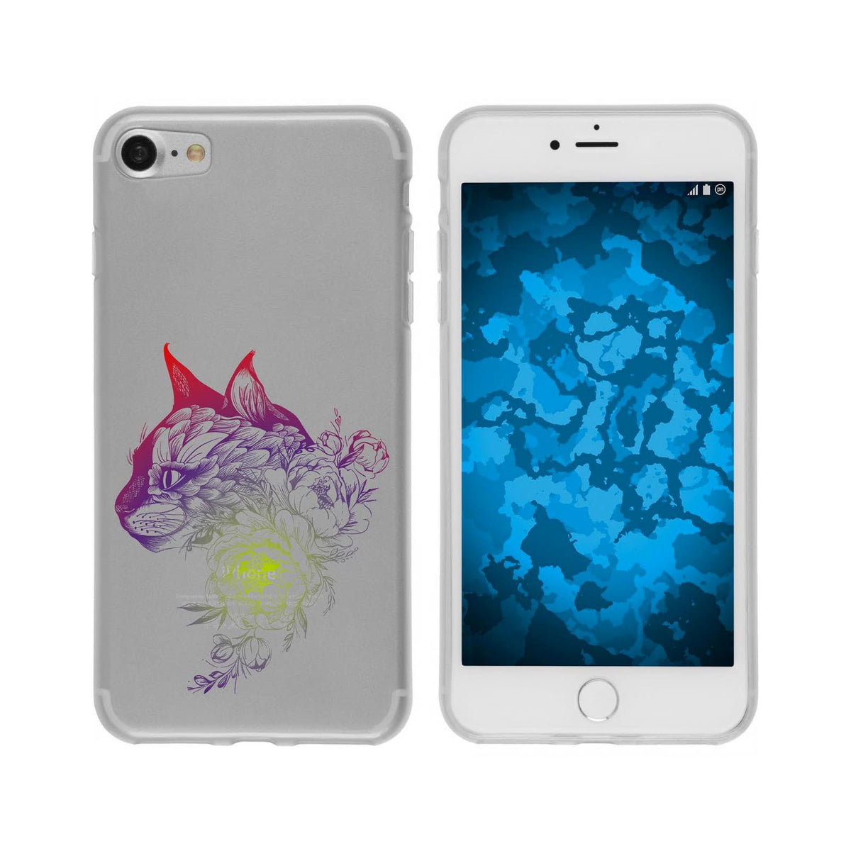 iPhone 6 Plus / 6s Plus Silikon-Hülle Floral Katze M2-5 Case