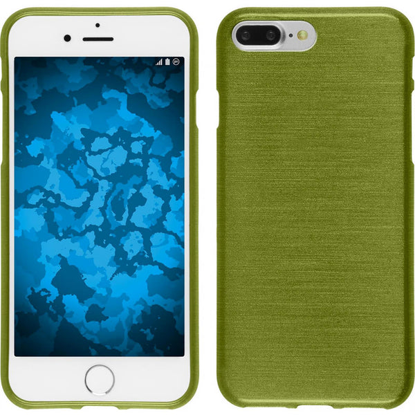 PhoneNatic Case kompatibel mit Apple iPhone 8 Plus - pastellgrün Silikon Hülle brushed + 2 Schutzfolien