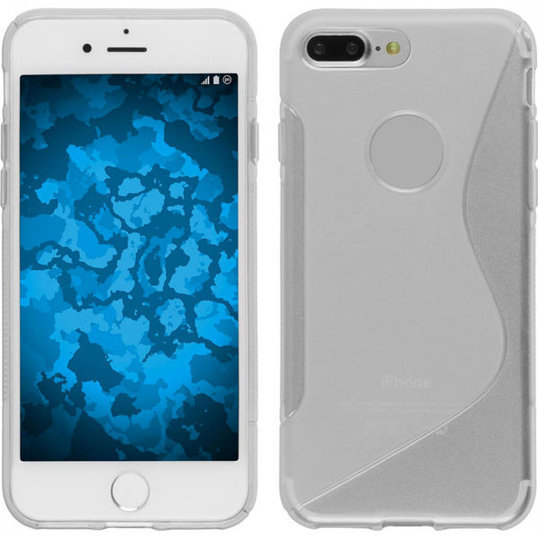 PhoneNatic Case kompatibel mit Apple iPhone 8 Plus - clear Silikon Hülle S-Style + 2 Schutzfolien