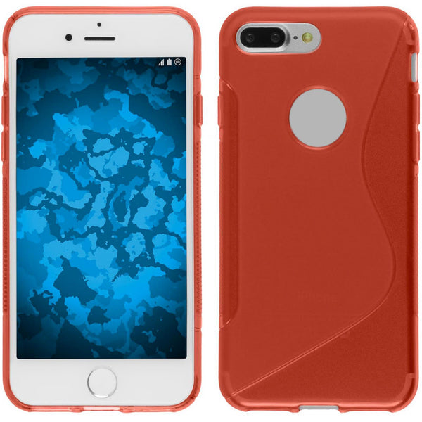 PhoneNatic Case kompatibel mit Apple iPhone 8 Plus - rot Silikon Hülle S-Style + 2 Schutzfolien