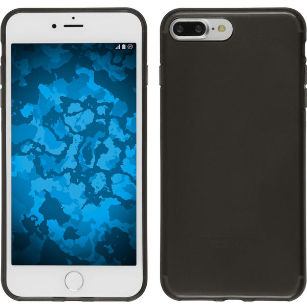 PhoneNatic Case kompatibel mit Apple iPhone 8 Plus - schwarz Silikon Hülle transparent + 2 Schutzfolien