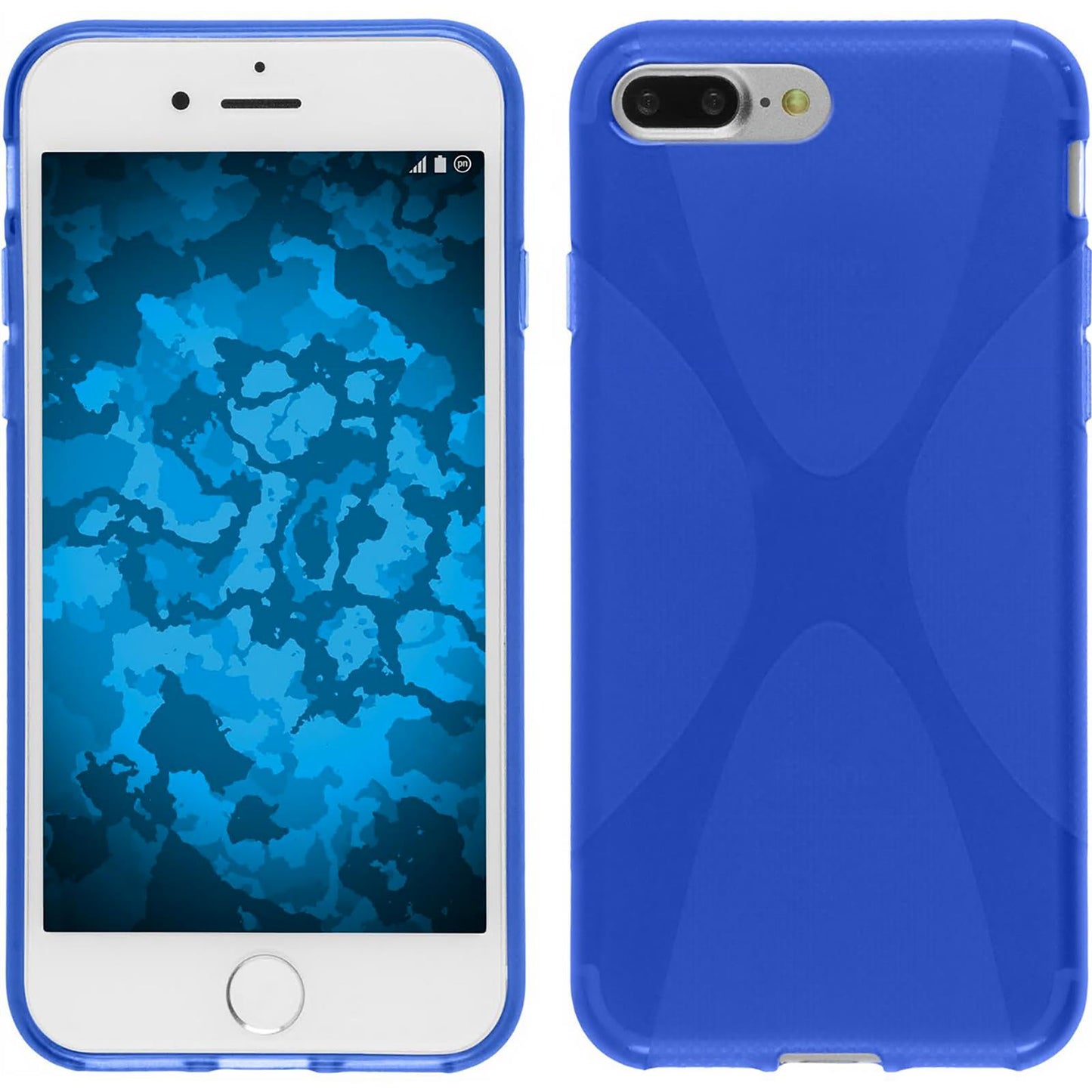 PhoneNatic Case kompatibel mit Apple iPhone 8 Plus - blau Silikon Hülle X-Style + 2 Schutzfolien