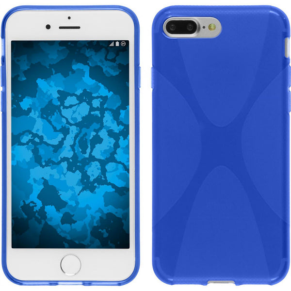 PhoneNatic Case kompatibel mit Apple iPhone 8 Plus - blau Silikon Hülle X-Style + 2 Schutzfolien