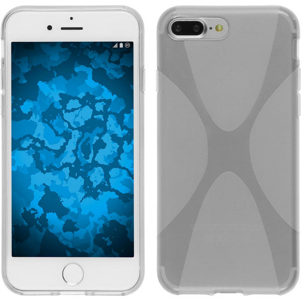 PhoneNatic Case kompatibel mit Apple iPhone 8 Plus - clear Silikon Hülle X-Style + 2 Schutzfolien