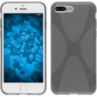 PhoneNatic Case kompatibel mit Apple iPhone 8 Plus - grau Silikon Hülle X-Style + 2 Schutzfolien