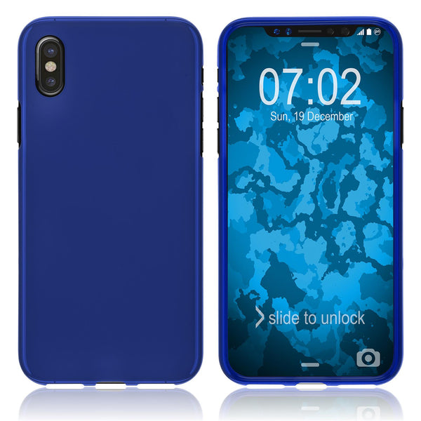 PhoneNatic Case kompatibel mit Apple iPhone Xs - blau Silikon Hülle matt Cover