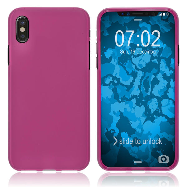 PhoneNatic Case kompatibel mit Apple iPhone Xs - pink Silikon Hülle matt Cover