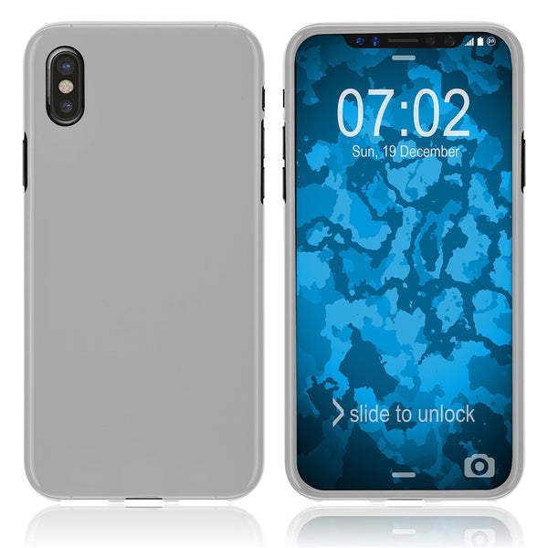 PhoneNatic Case kompatibel mit Apple iPhone Xs - weiﬂ Silikon Hülle matt Cover