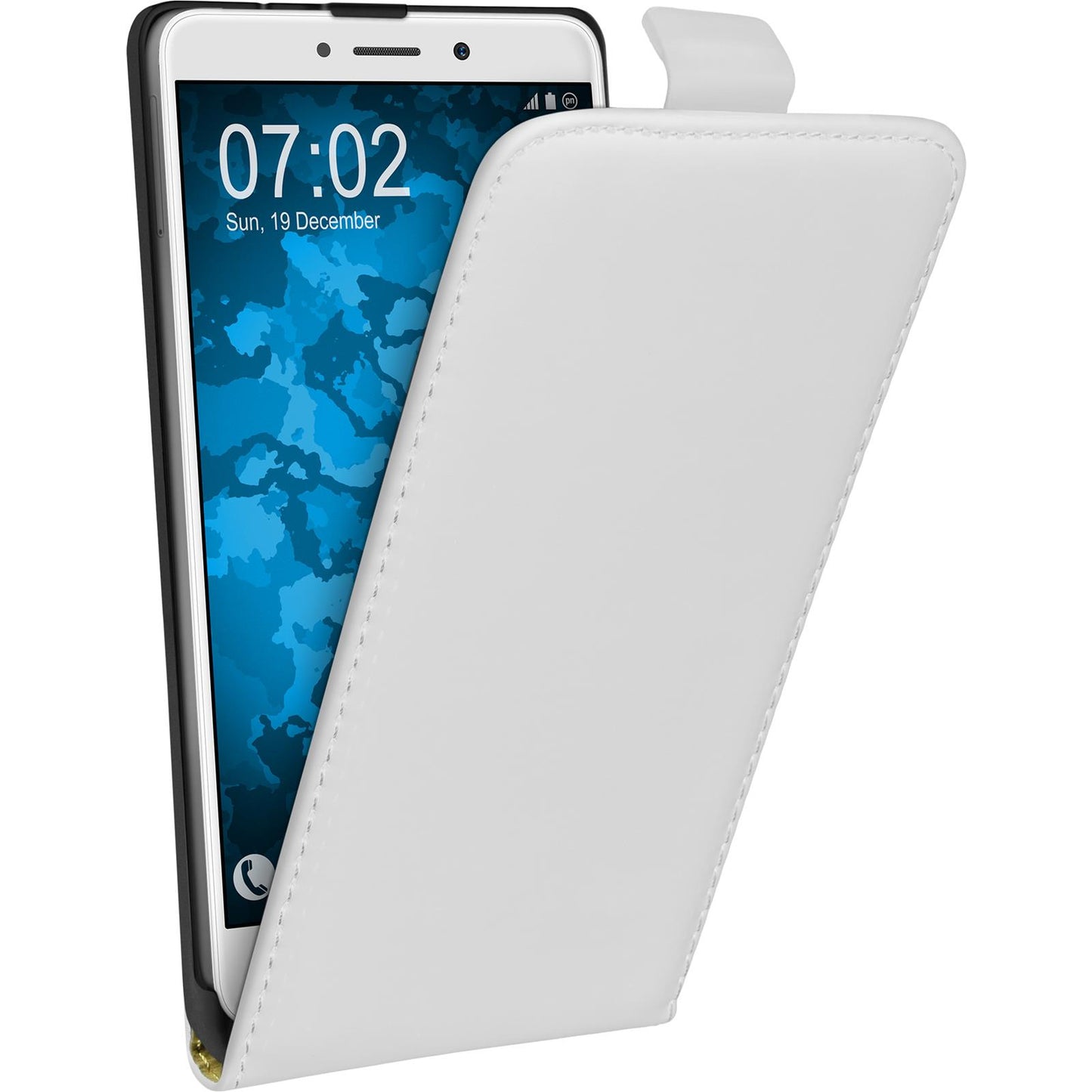 Kunst-Lederhülle für Huawei Honor 6x Flip-Case weifl + 2 Schu