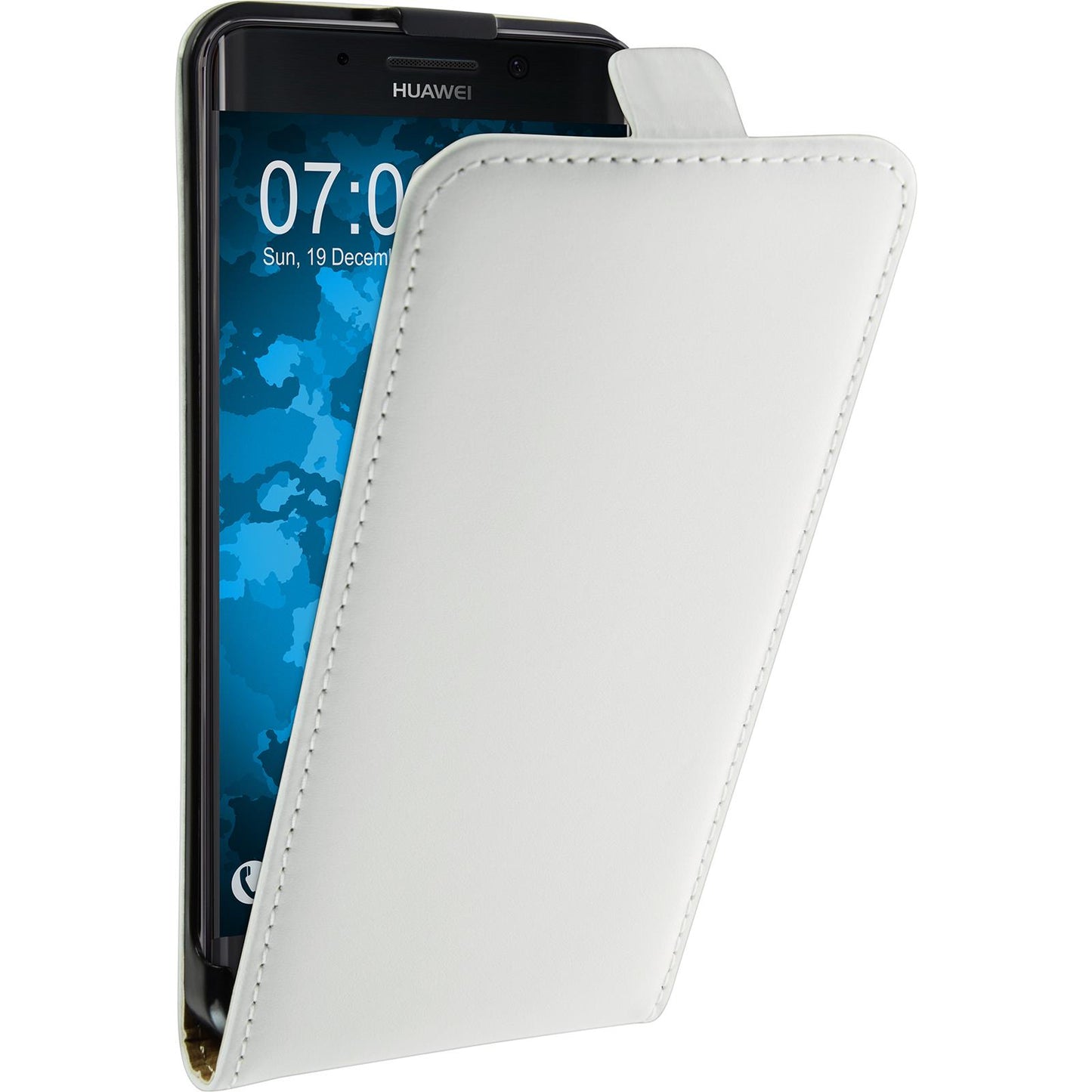 Kunst-Lederhülle für Huawei Mate 9 Pro Flip-Case weifl + 2 Sc