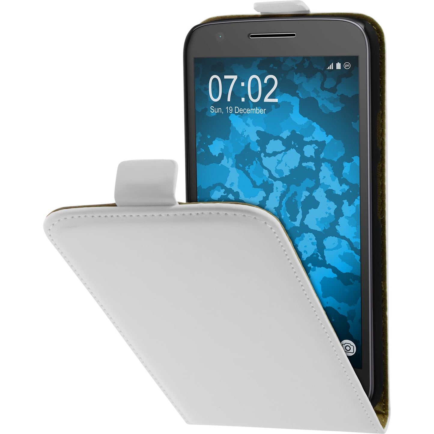 Kunst-Lederhülle für Lenovo Moto E3 Flip-Case weifl + 2 Schut