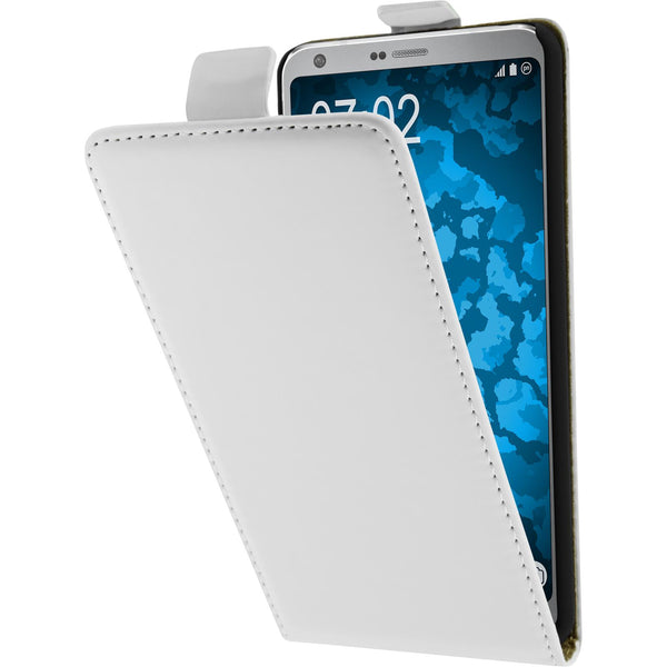 Kunst-Lederhülle für LG G6 Flip-Case weiﬂ + 2 Schutzfolien