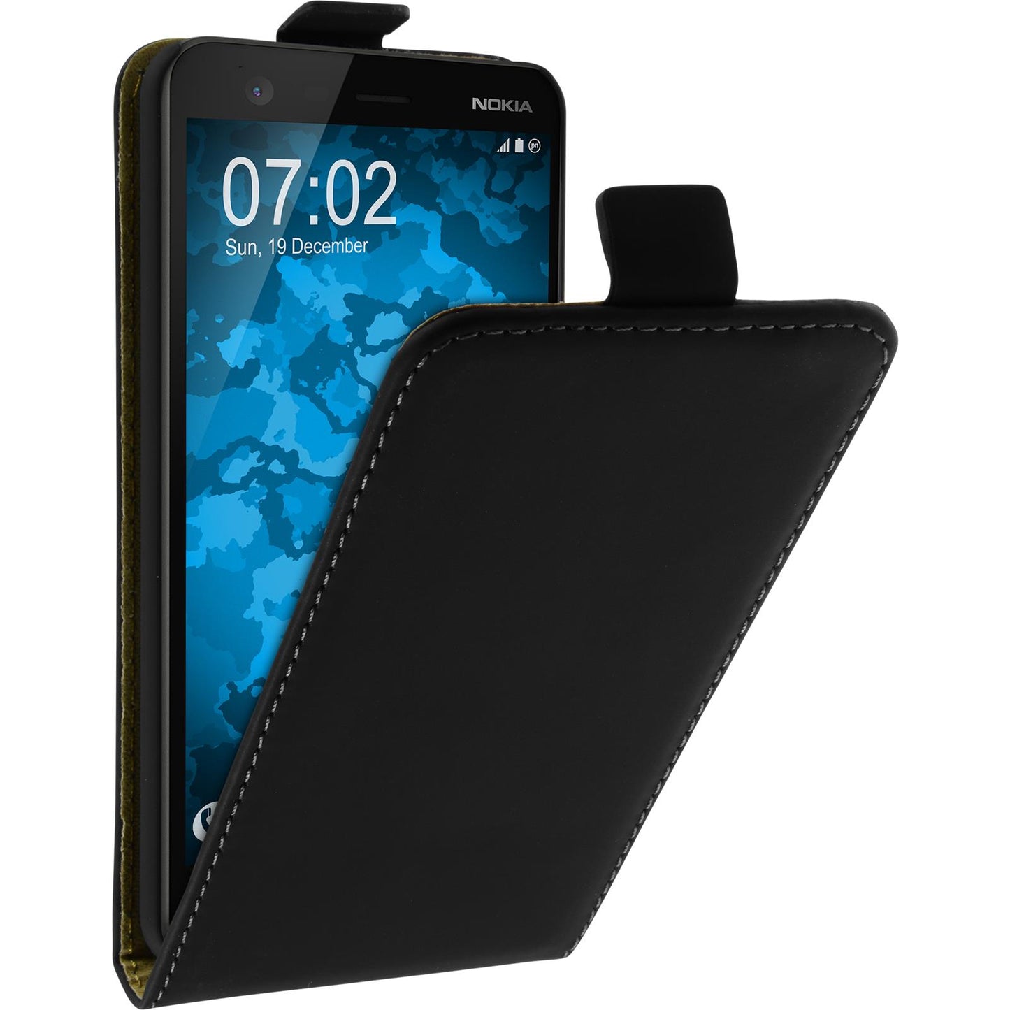 Kunst-Lederhülle für Nokia 2 Flip-Case schwarz Cover