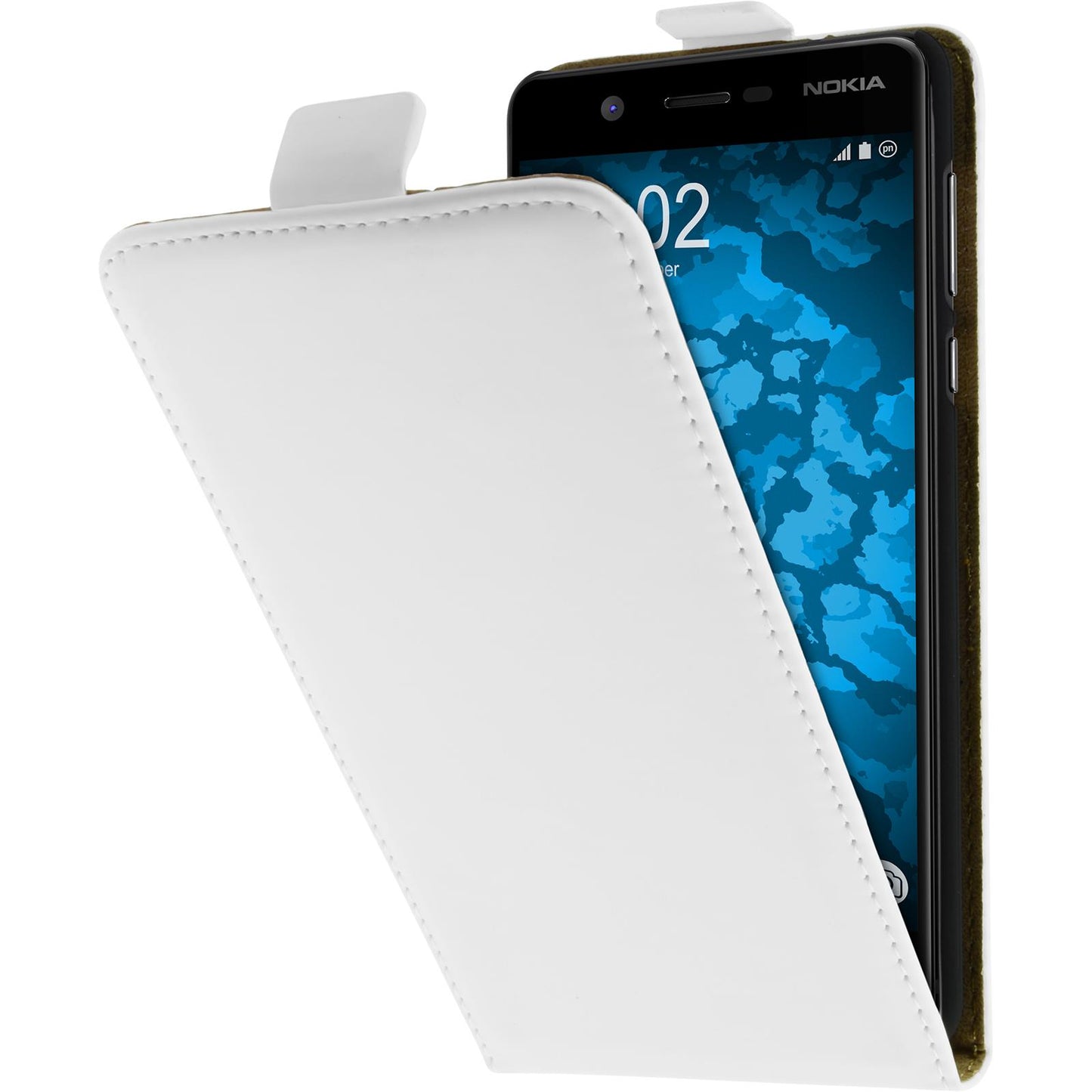 Kunst-Lederhülle für Nokia 5 Flip-Case weifl + 2 Schutzfolien