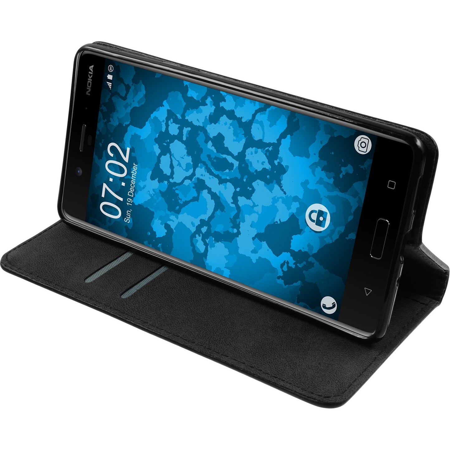 Kunst-Lederhülle für Nokia 8 Book-Case schwarz Cover