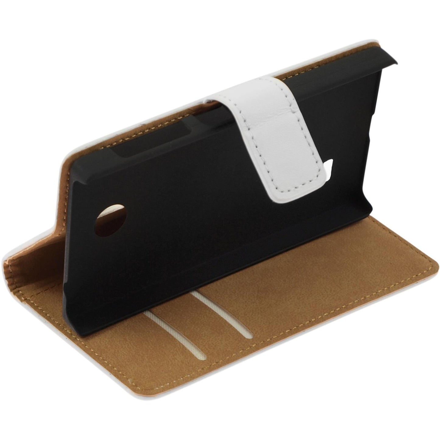 Kunst-Lederhülle für Nokia X / X+ Wallet weiß + 2 Schutzfol