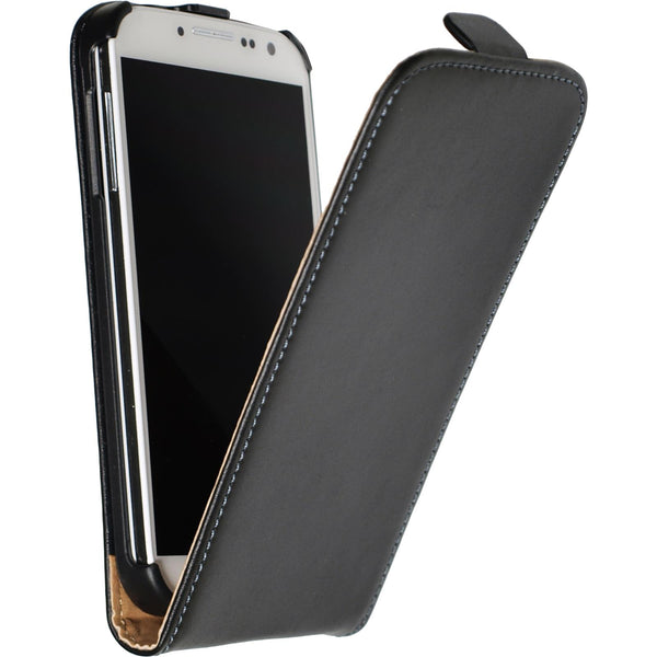 Kunst-Lederhülle für Samsung Galaxy S4 Flip-Case schwarz + 2