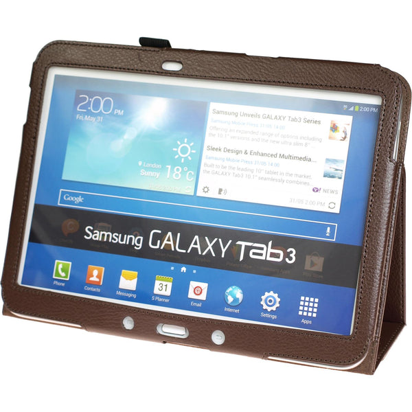 Kunst-Lederhülle für Samsung Galaxy Tab 3 10.1 Wallet braun