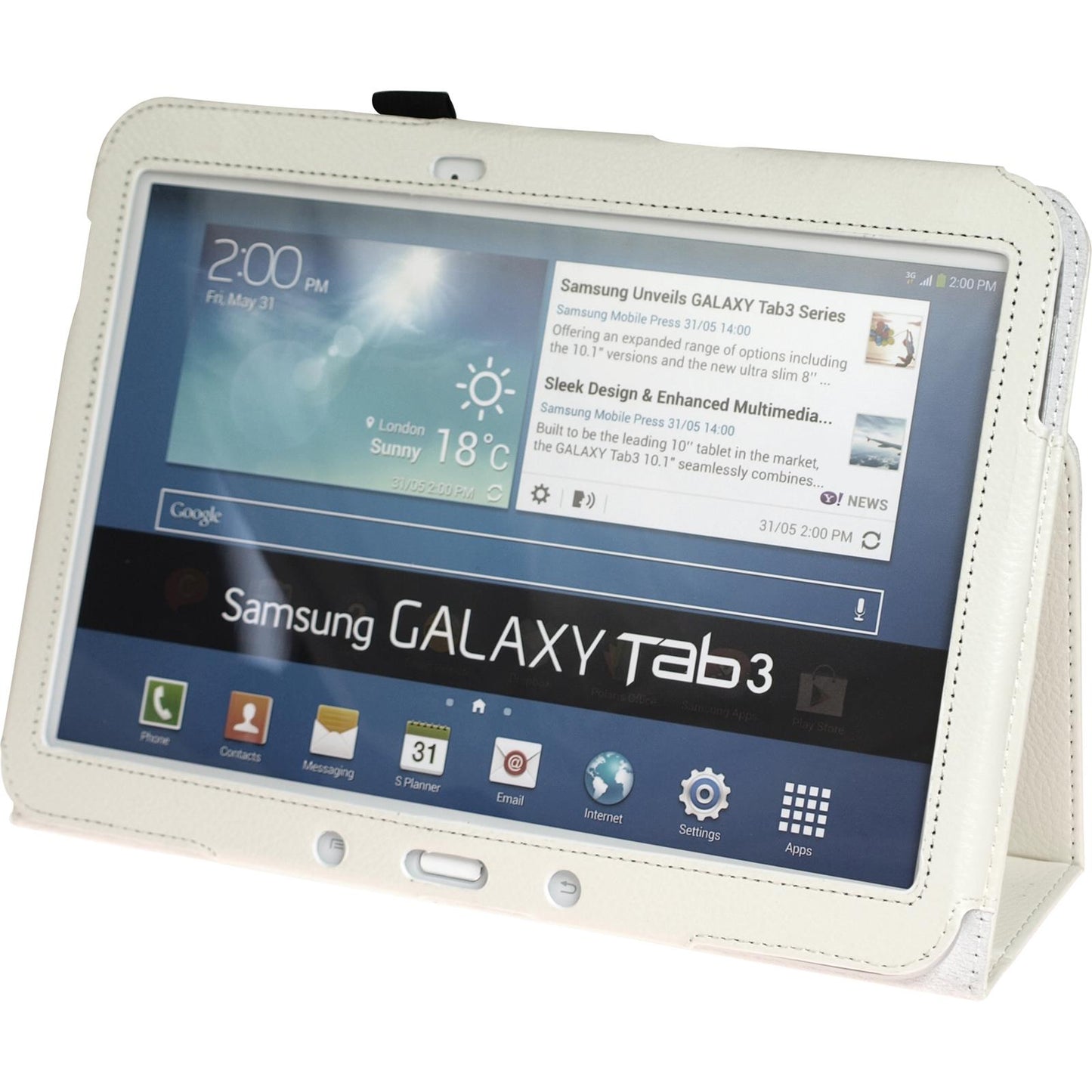 Kunst-Lederhülle für Samsung Galaxy Tab 3 10.1 Wallet weifl +