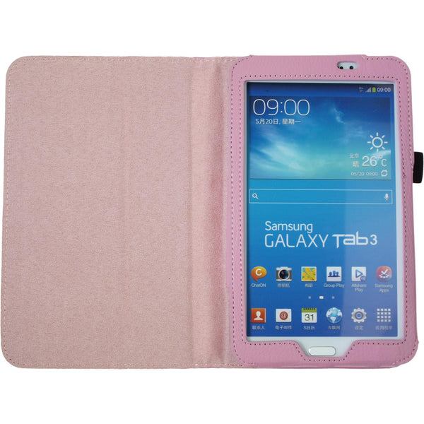 Kunst-Lederhülle für Samsung Galaxy Tab 3 7.0 Wallet rosa +