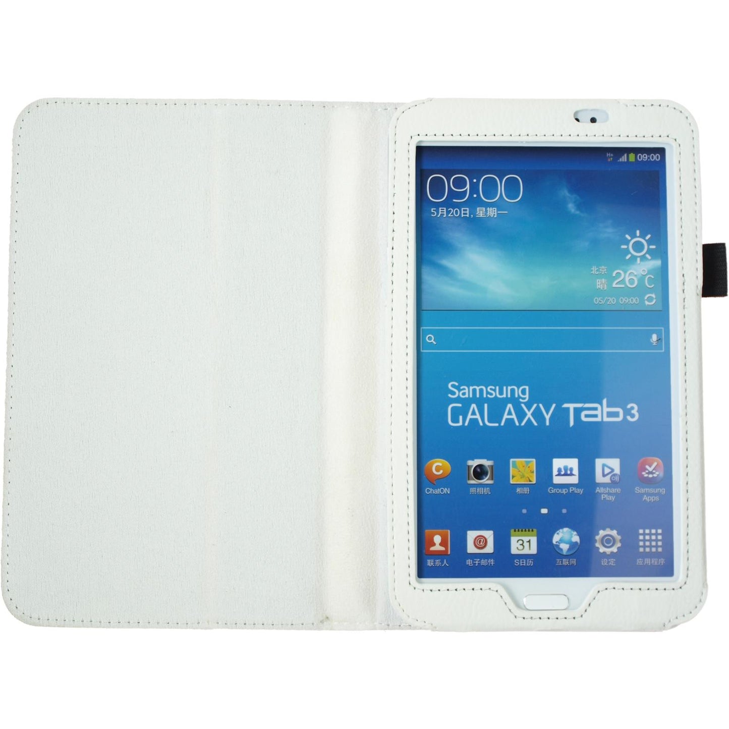 Kunst-Lederhülle für Samsung Galaxy Tab 3 7.0 Wallet weifl +