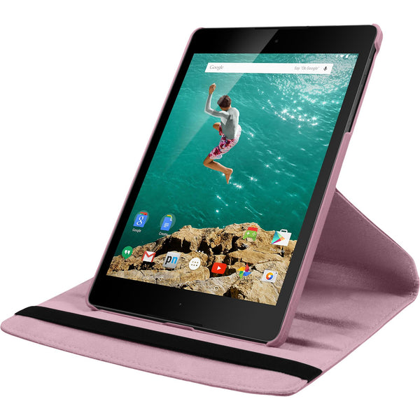 Kunst-Lederhülle für Google HTC Nexus 9 360∞ rosa + 2 Schutz