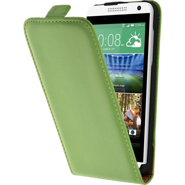 Kunst-Lederhülle für HTC Desire 610 Flip-Case grün + 2 Schut