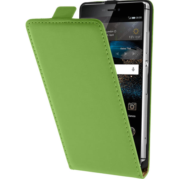 Kunst-Lederhülle für Huawei P8 Flip-Case grün + 2 Schutzfoli